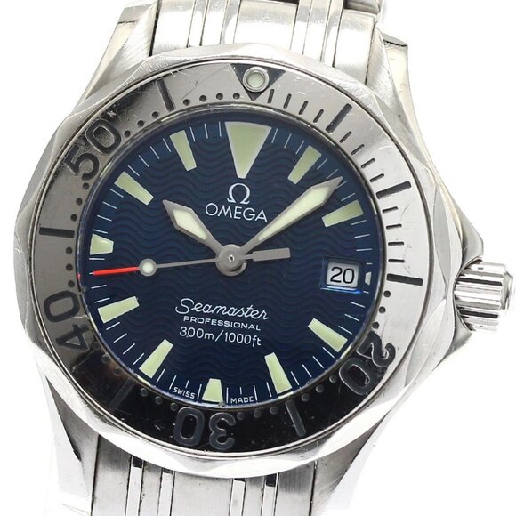 OMEGA Seamaster300 2583.80 Date Navy Dial Quartz Ladies Watch - Picture 8 of 11